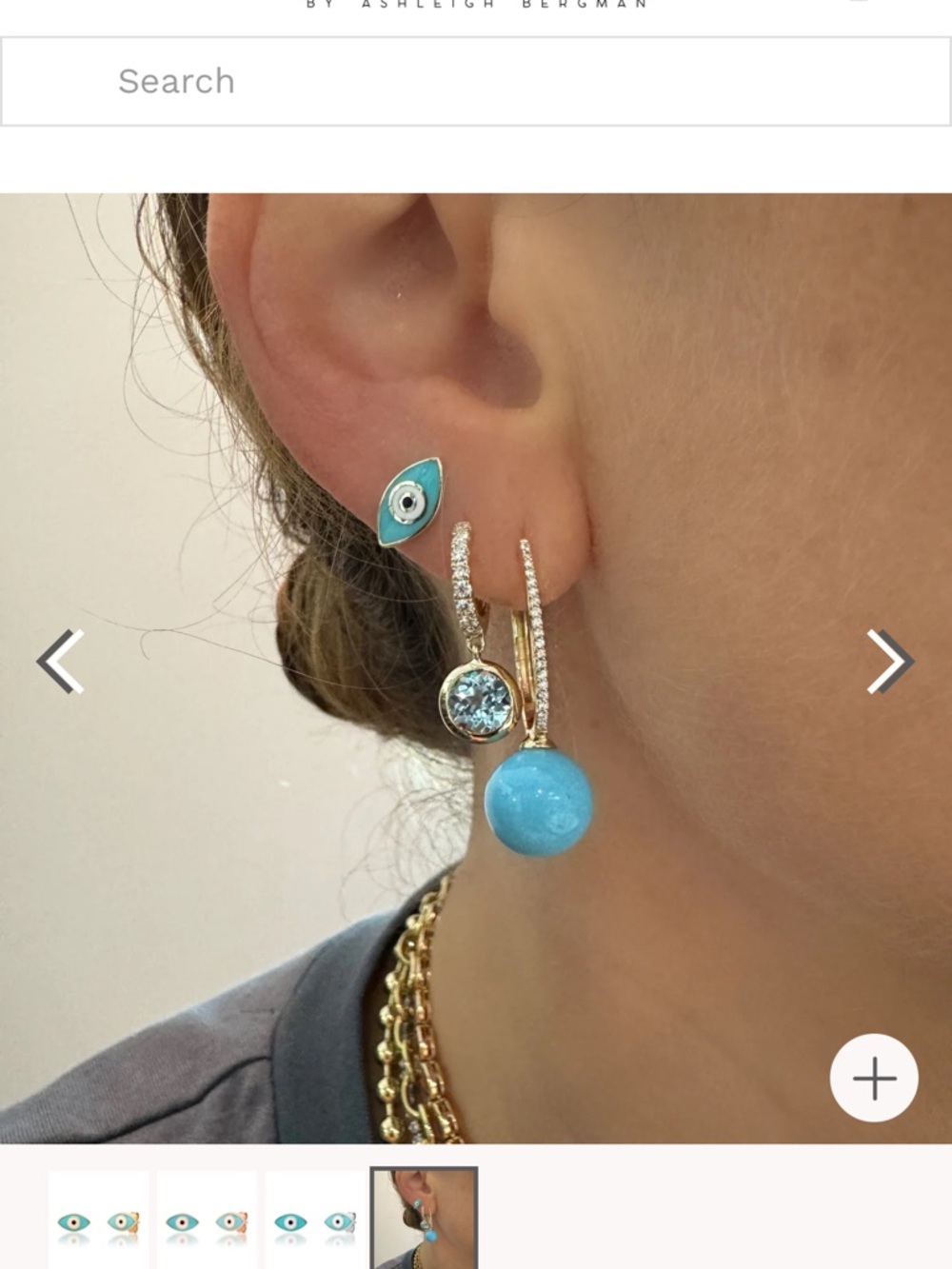 Ashleigh Bergman 14k solid gold enamel evil eye stud earrings